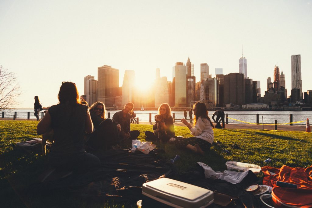 People Sitting in Park Talking in English